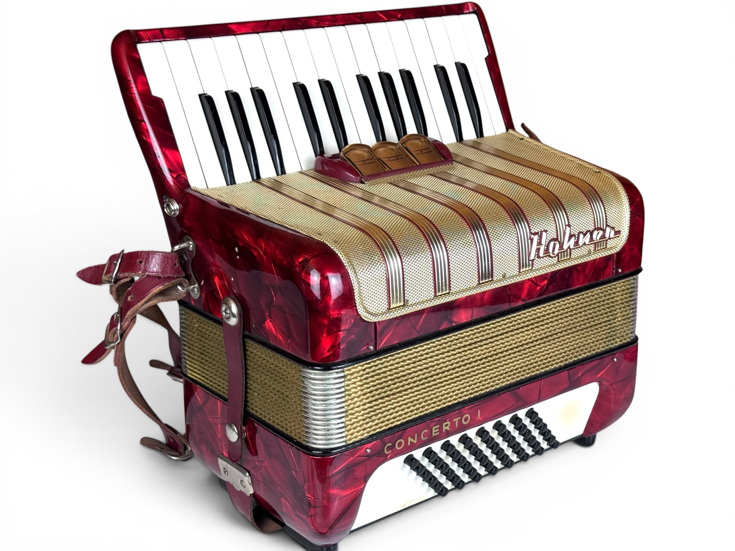 Hohner Concerto I 48 Bass Akkordeon Geprüft und Gestimmt Rucksack Neu