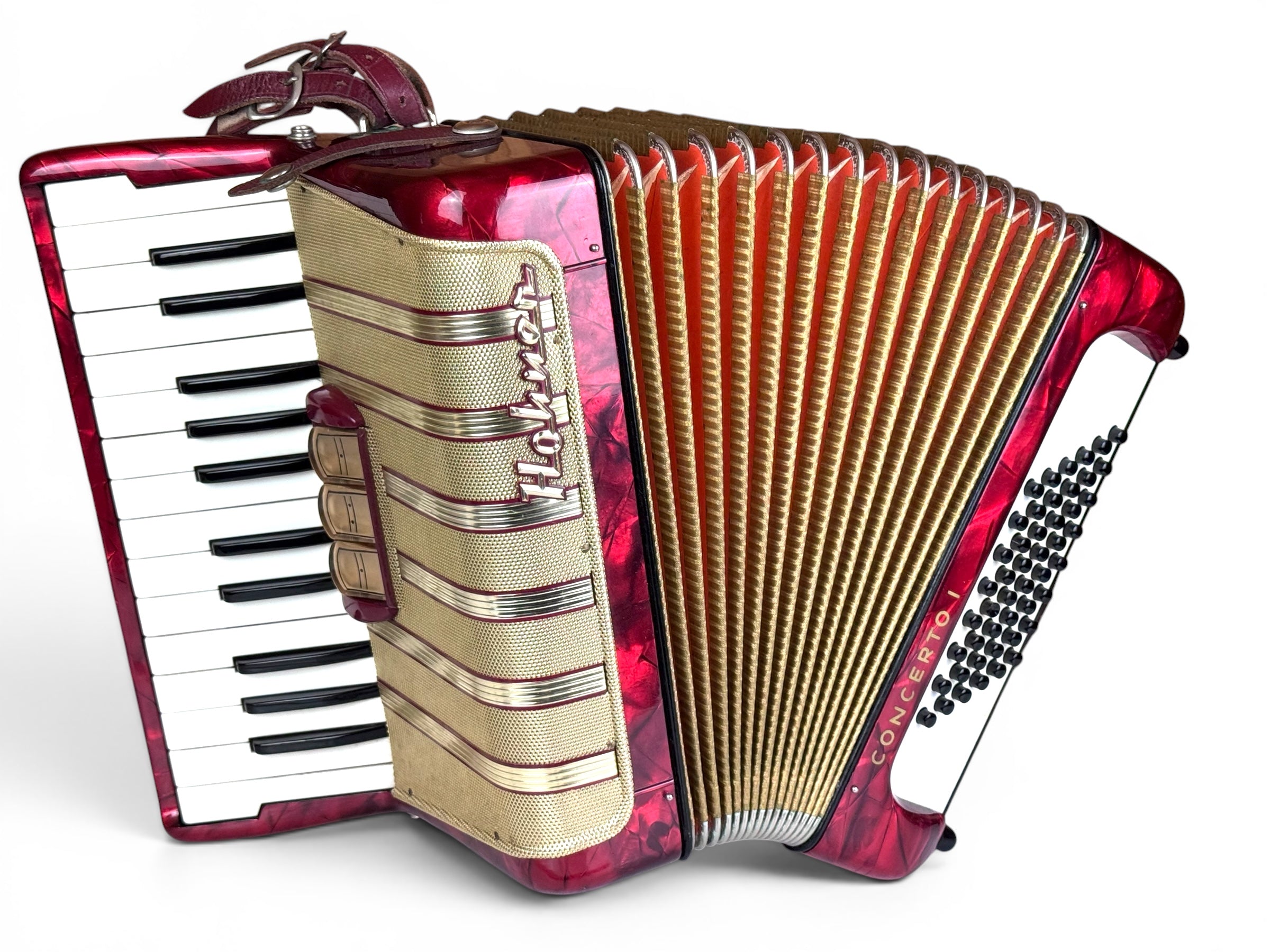 Hohner Concerto I 48 Bass Akkordeon Geprüft und Gestimmt Rucksack Neu
