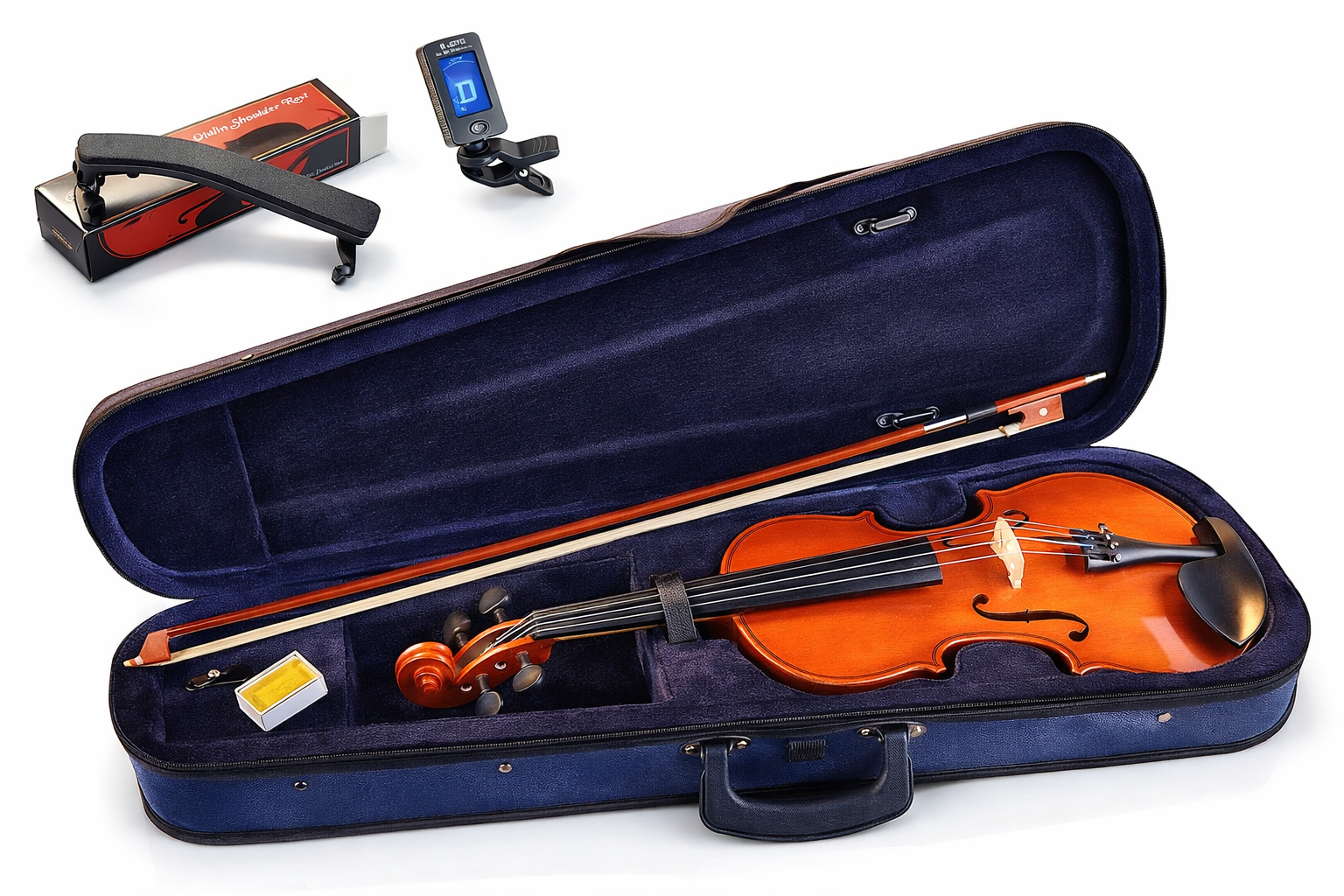Violine Leonardo Student 1044 - 4/4 Geige inkl. Koffer, Bogen, Harz, Stimmgerät und Schulterstütze